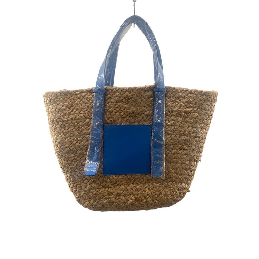 NWOT TIME and Tru Straw Tote Beach Bag Yellow Accents